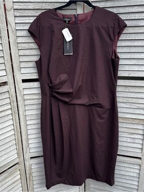 Lafayette 148 NWT Wool Sheath Dress 14 Burgundy